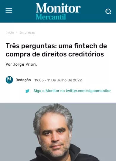 Três perguntas: uma fintech de compra de direitos creditórios